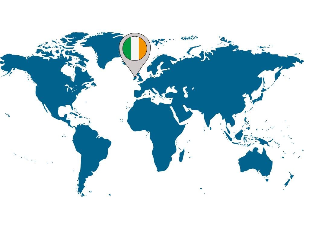 írlandi á kort í heiminum