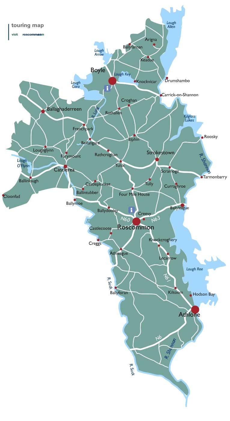 kort af county roscommon írlandi