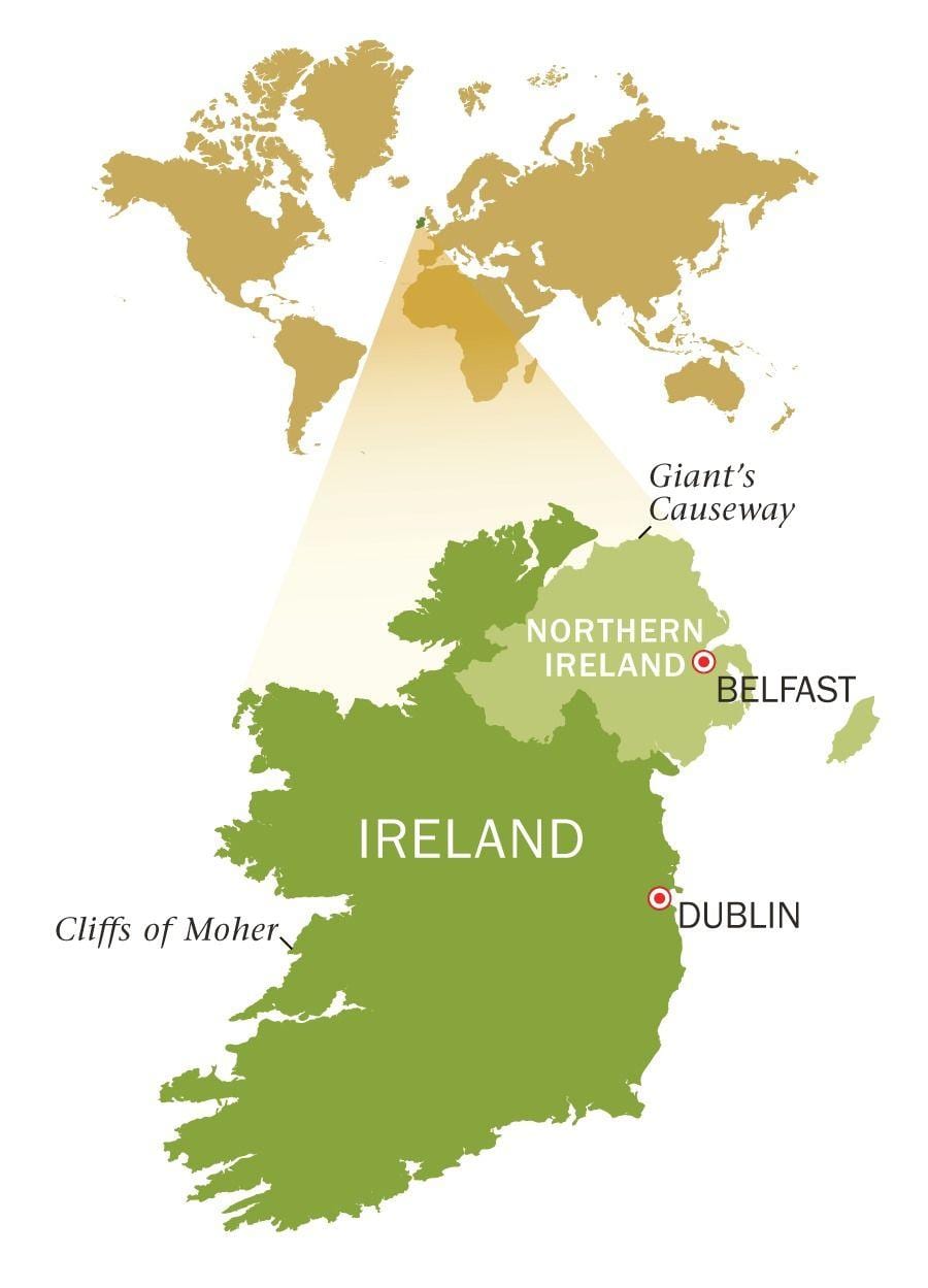 kort af emerald isle írlandi