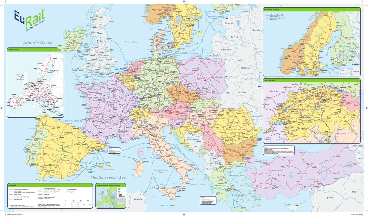 kort af eurail írlandi