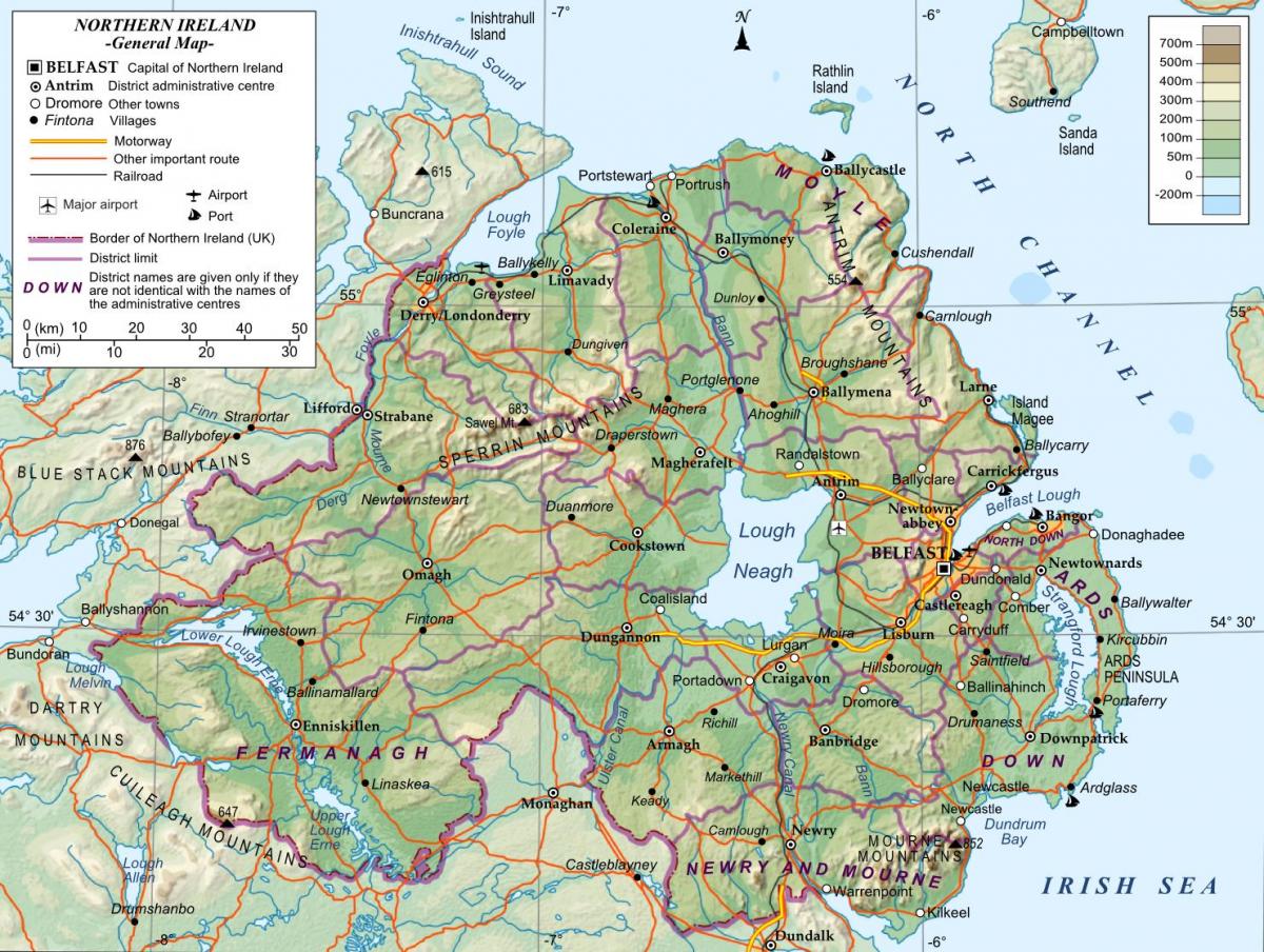kort af norður-írlandi