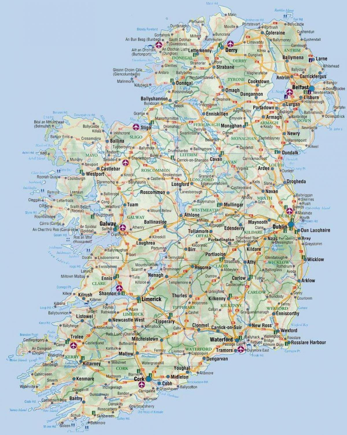 kort af írlandi