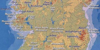 Kort af írlandi fjöll 