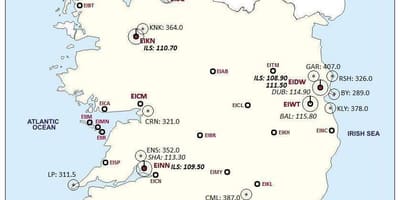 Kort af írlandi að sýna flugvellir