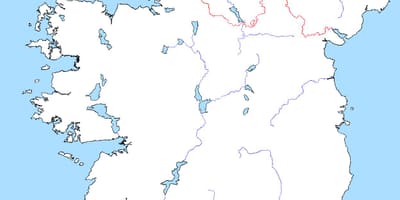 Kort af autt kort af írlandi með ám