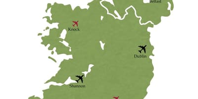 Kort af suður-írlandi flugvellir
