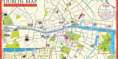 Kort af dublin írlandi ferðamaður staðir