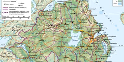 Kort af norður-írlandi
