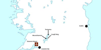 Kort af shannon flugvöllur írlandi